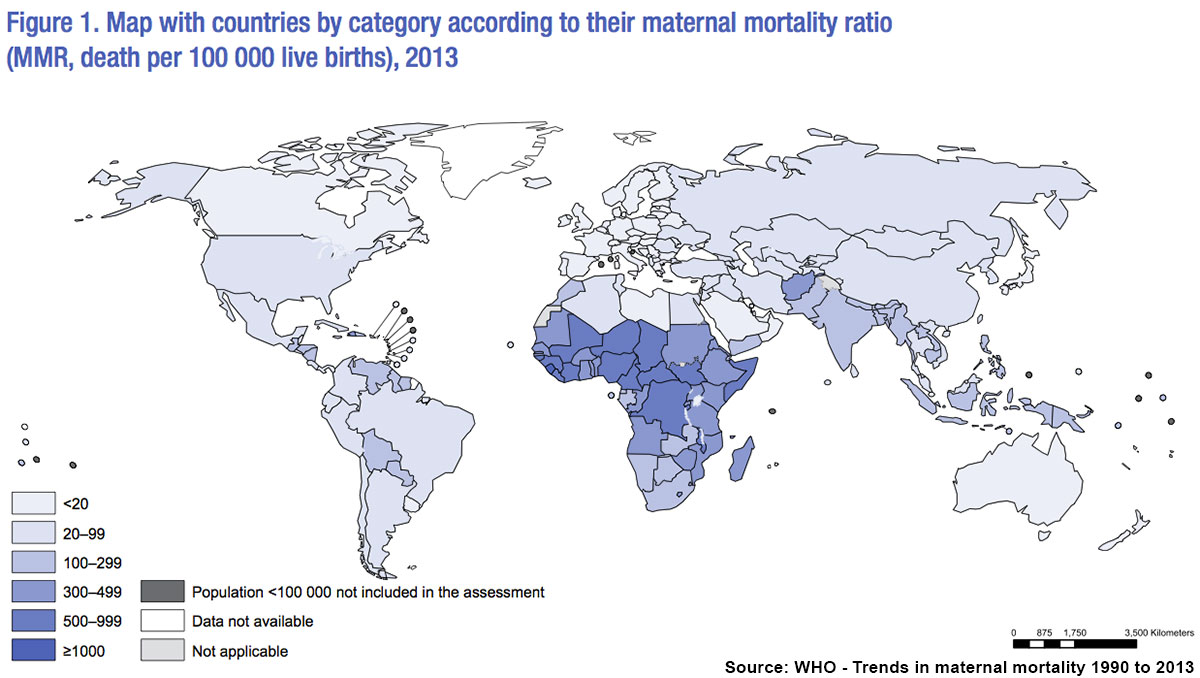 WHO map maternal mortality ratio 2013