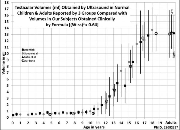 Male puberty testicular volume graph
